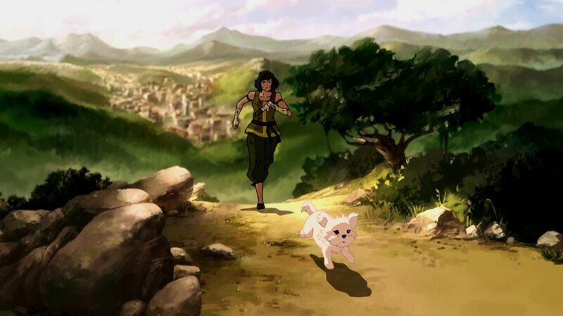Girl and White Puppy