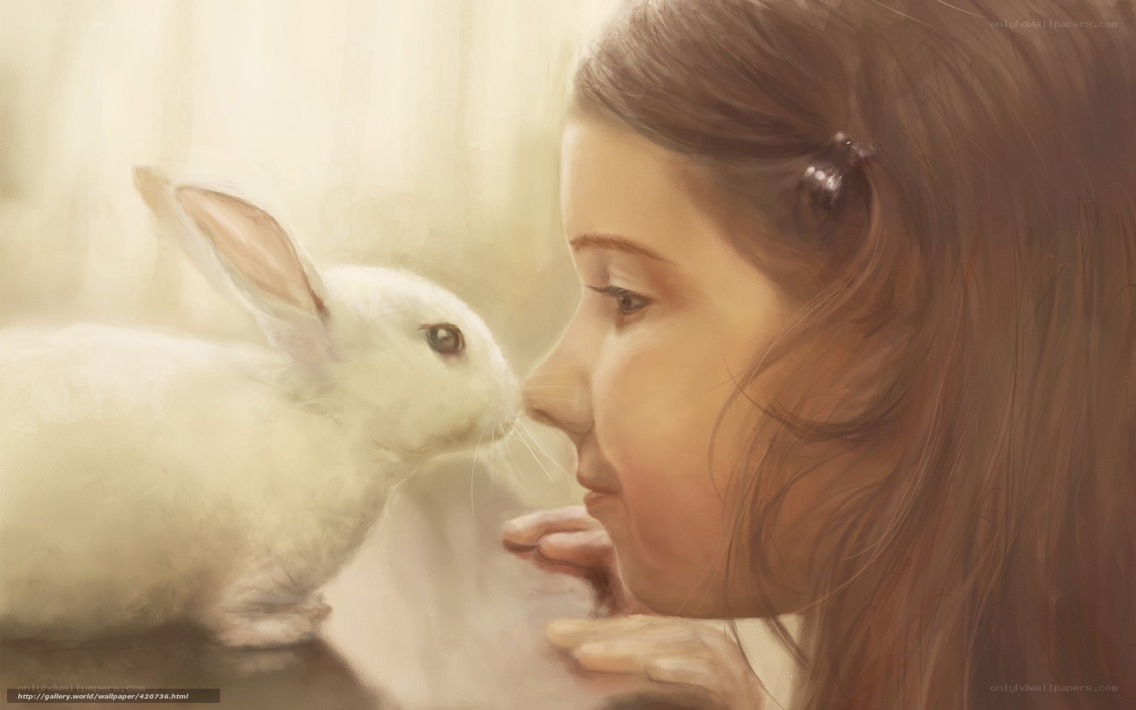 girl and white rabbit