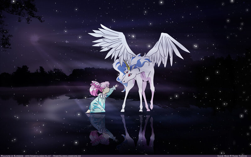 Girl and Winged Unicorn — Purple