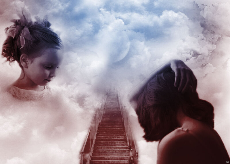 Girl and Woman in Clouds