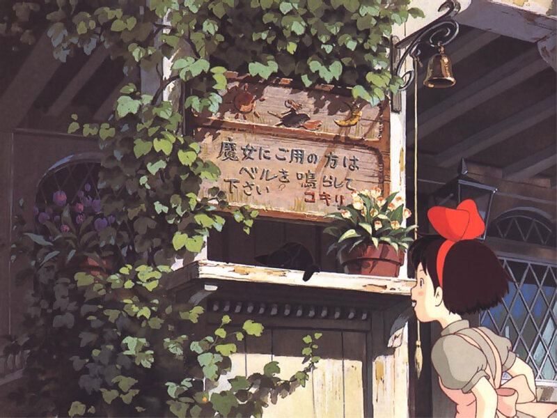 girl at a shop sign