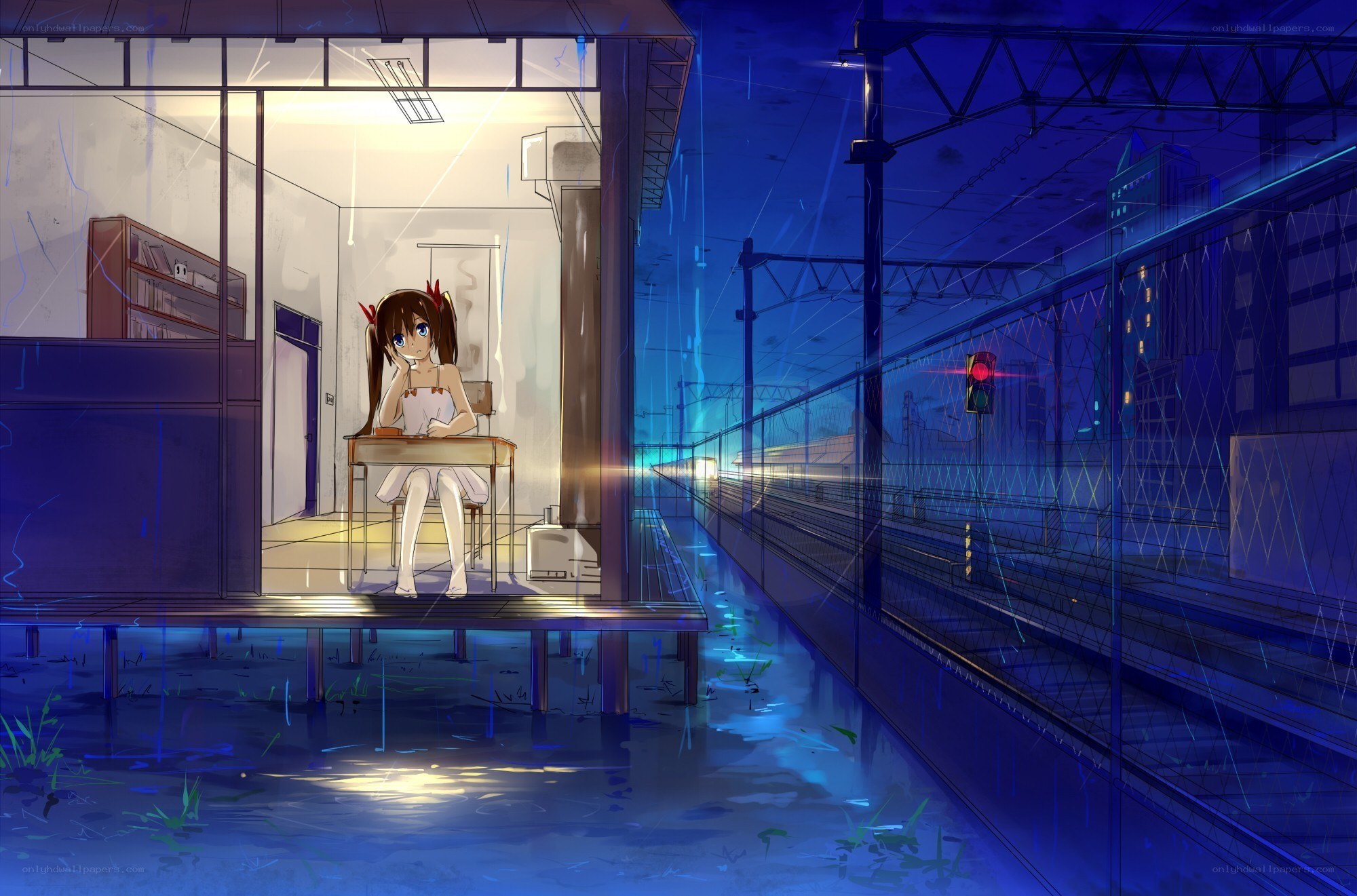 Girl at a train station