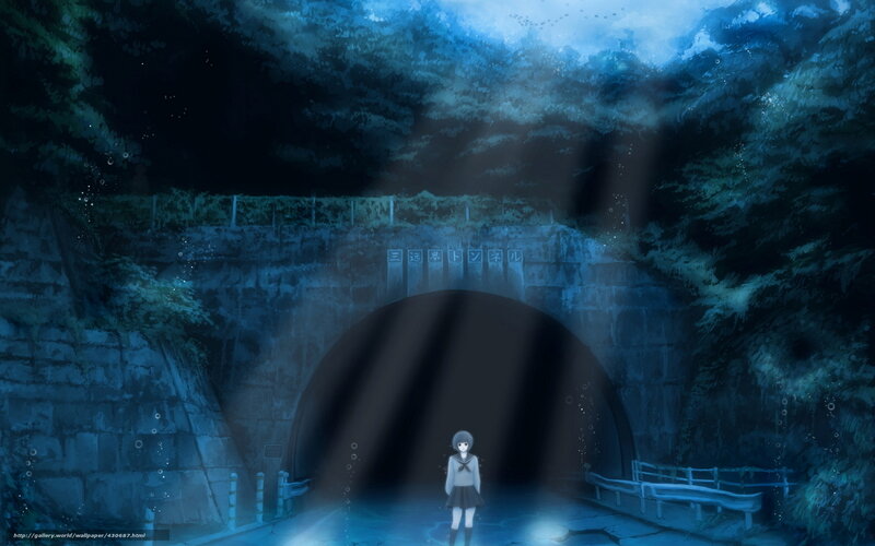 Girl at a tunnel entrance