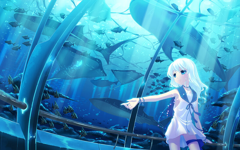 girl at aquarium with sea creatures