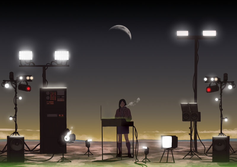 Girl at Keyboard on Beach