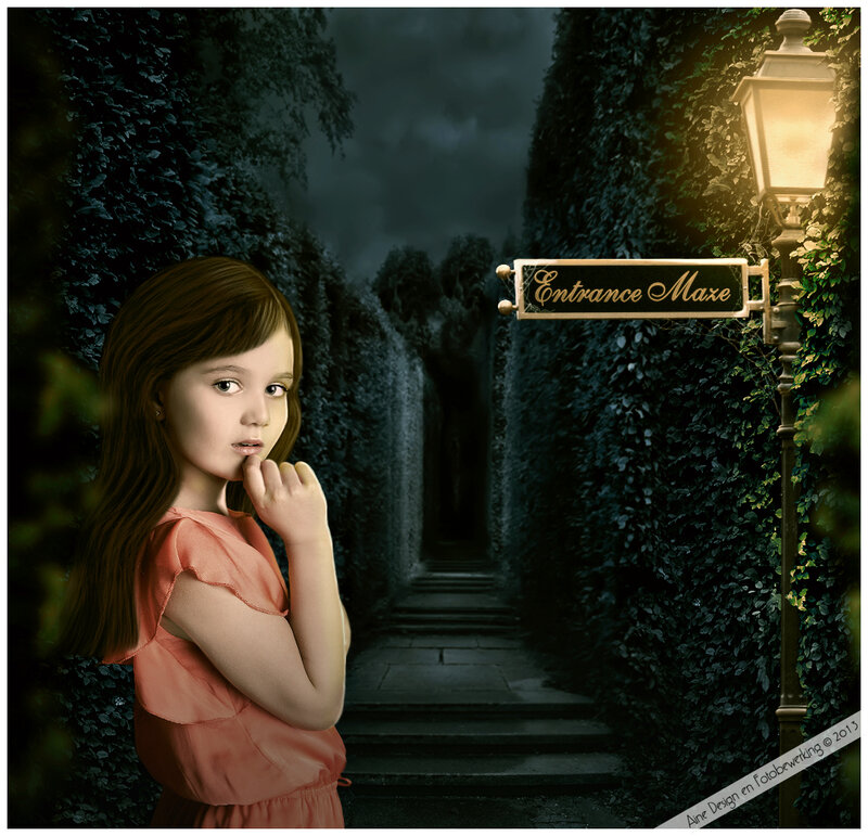 Girl at Maze Entrance