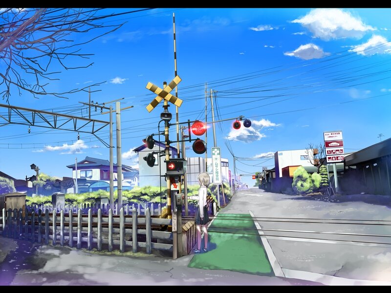 Girl at Railroad Crossing