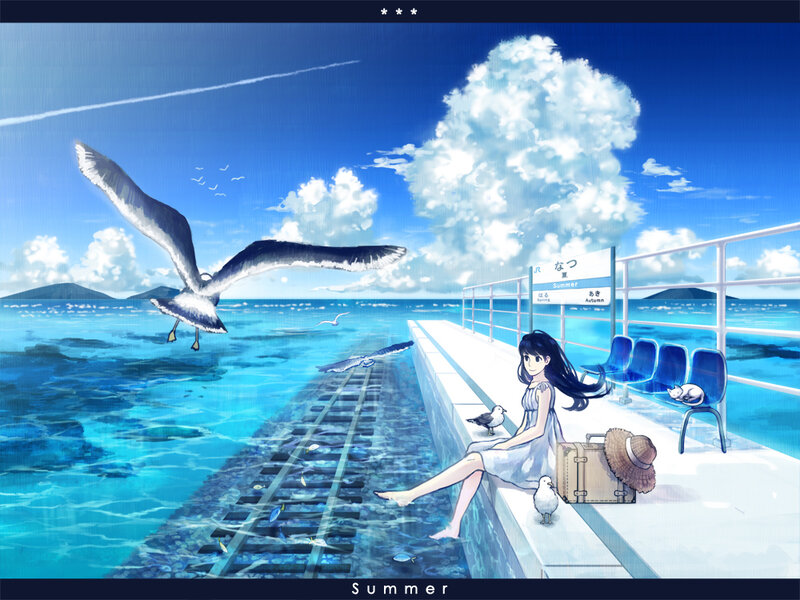 Girl at seaside station