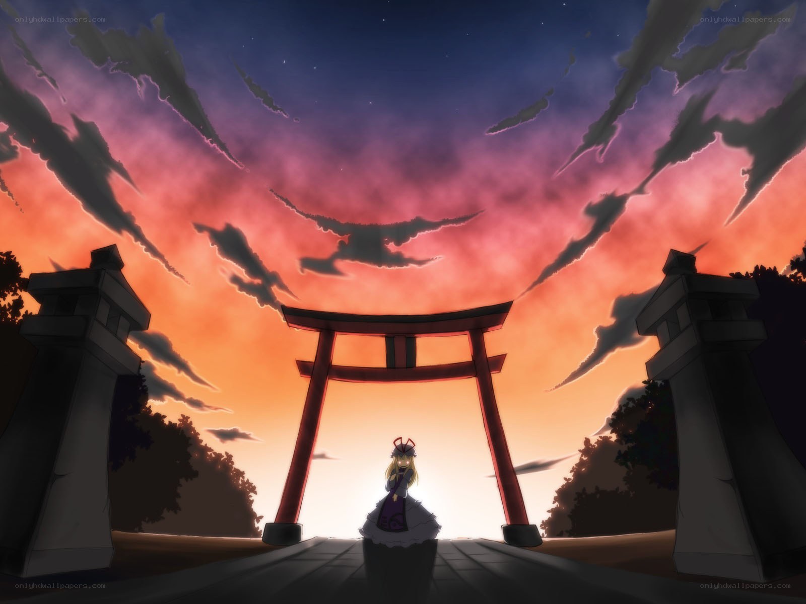 Girl at the torii gate