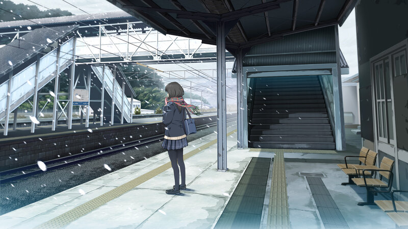 Girl at Train Station — Gray