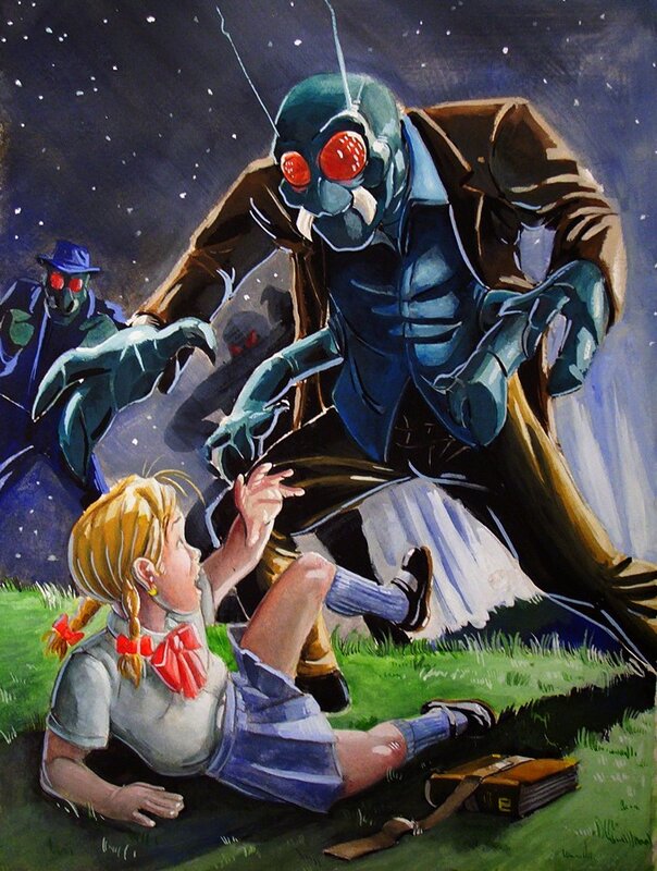 Girl attacked by giant insect monster
