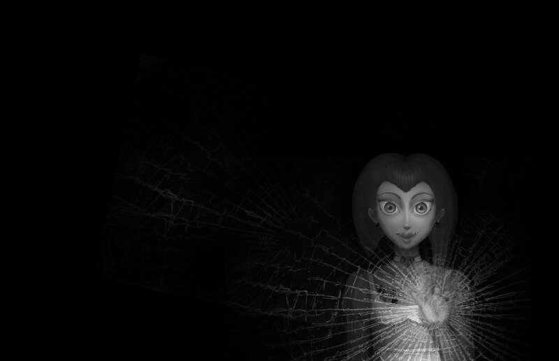 girl behind cracked glass