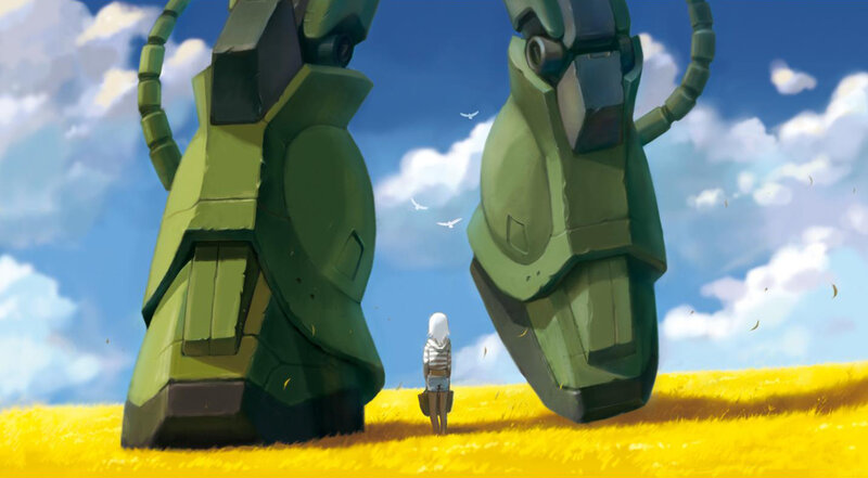 Girl Between Giant Robots