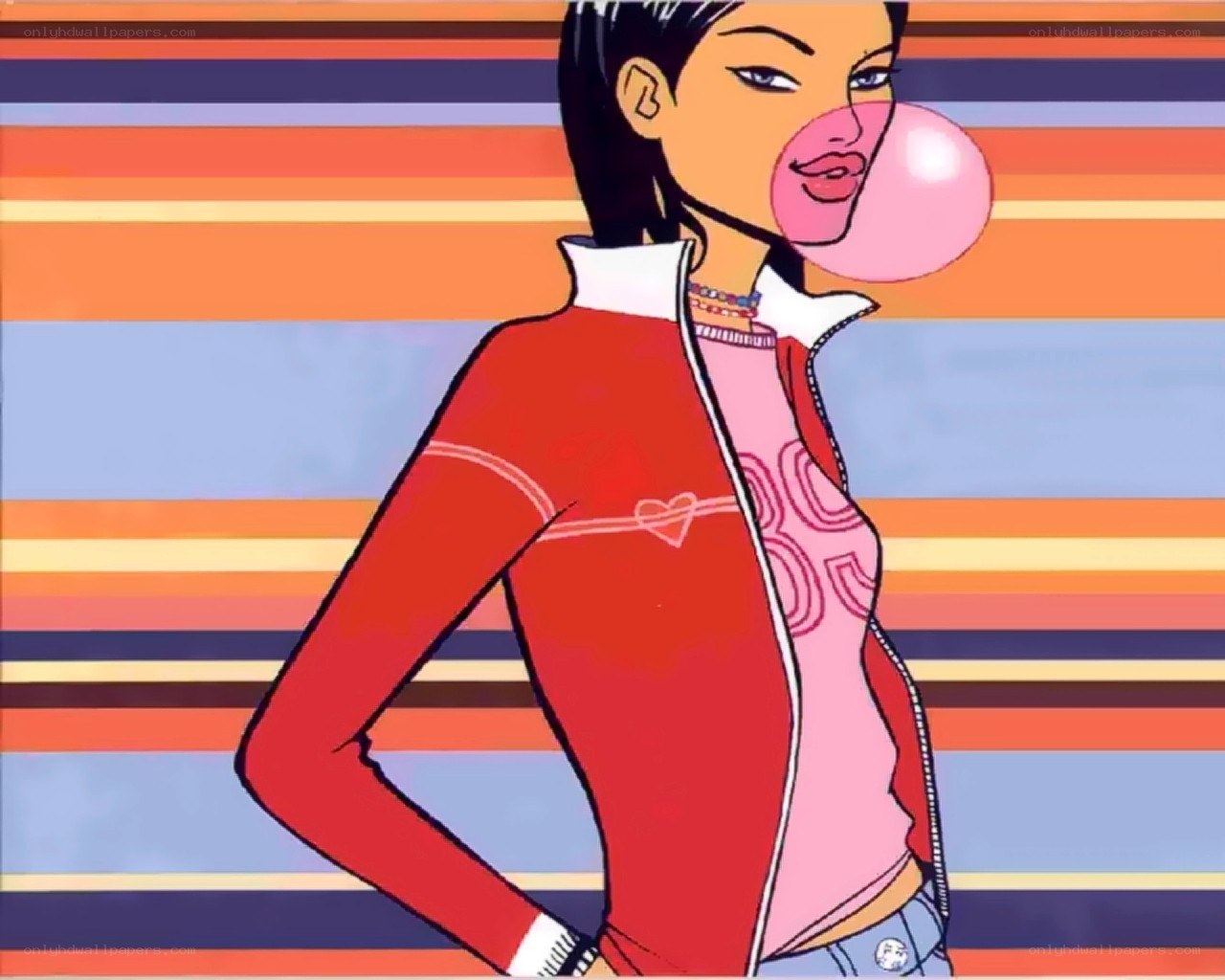 girl blowing bubble gum