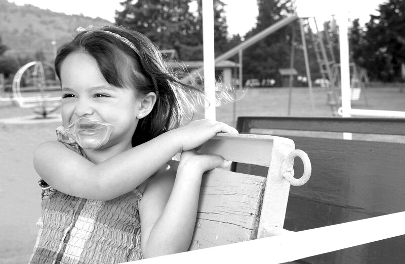 Girl Blowing Bubble Gum — Black