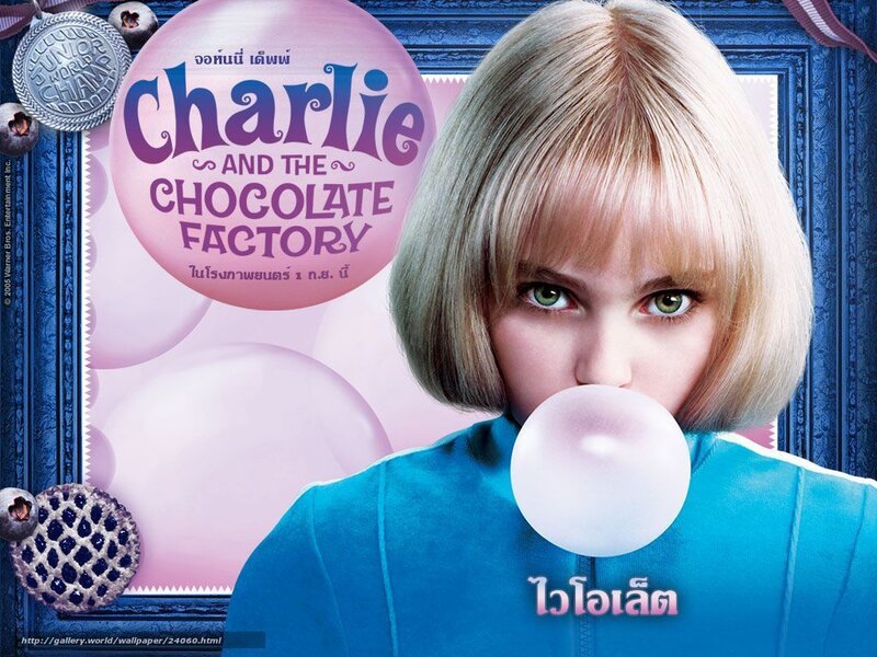 Girl Blowing Bubble Gum — Blue