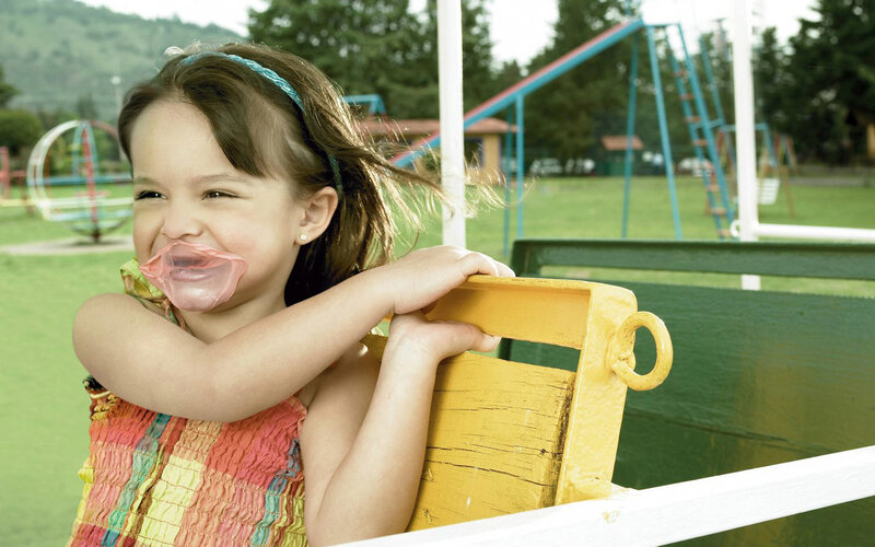 Girl Blowing Bubble Gum — Green