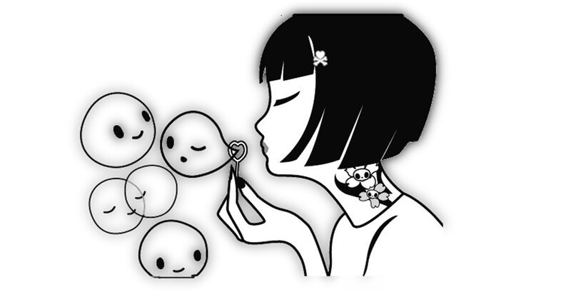 Girl Blowing Bubbles — Black, Calm