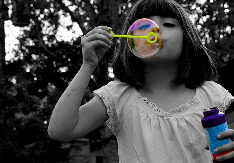 Girl Blowing Bubbles — Black