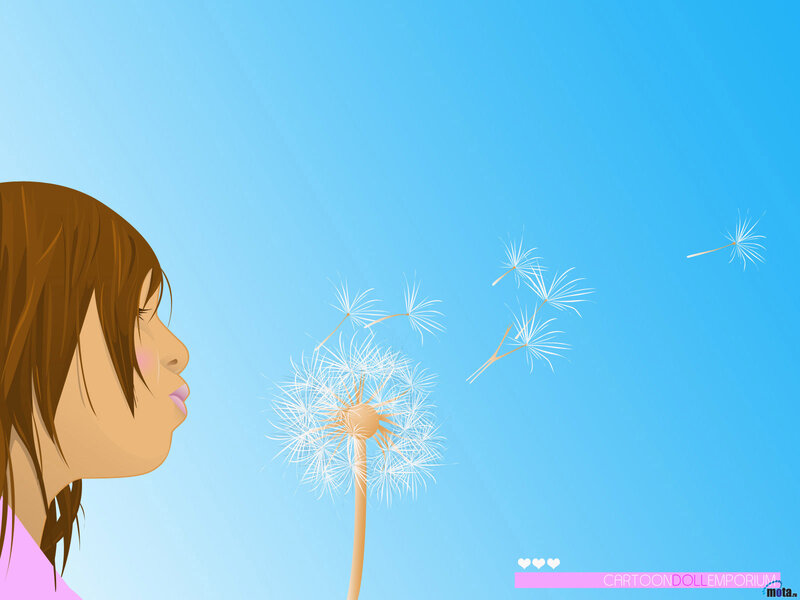 girl blowing dandelion seeds
