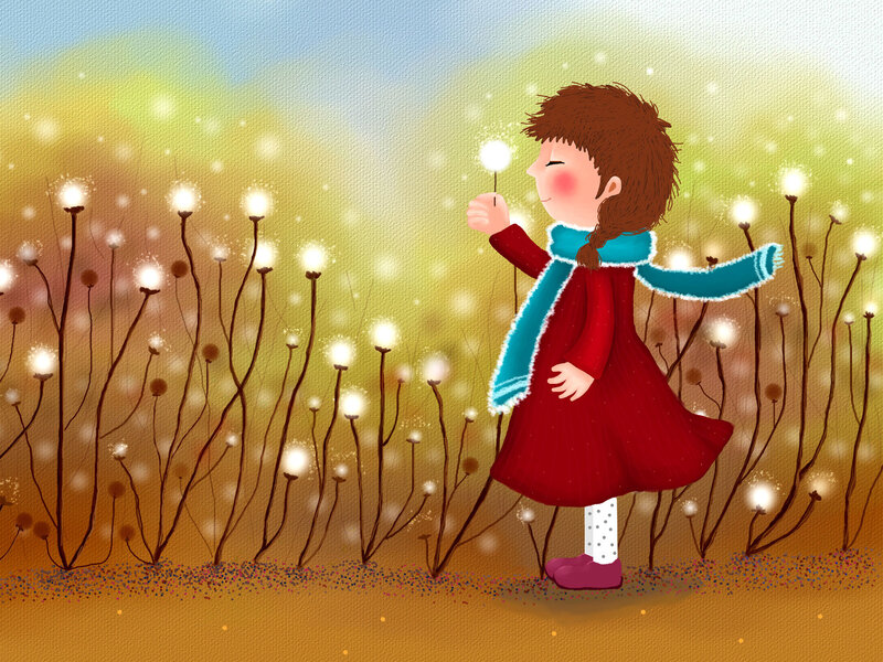 Girl Blowing Dandelion