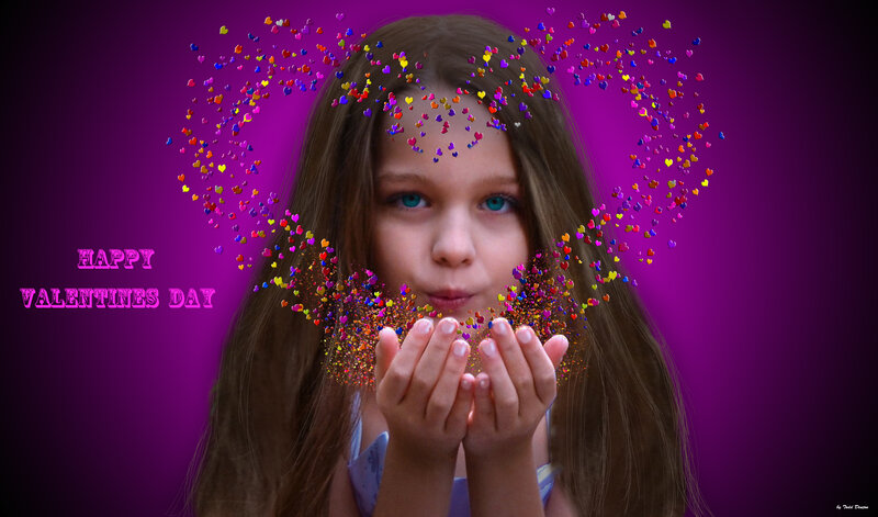 Girl Blowing Heart Confetti