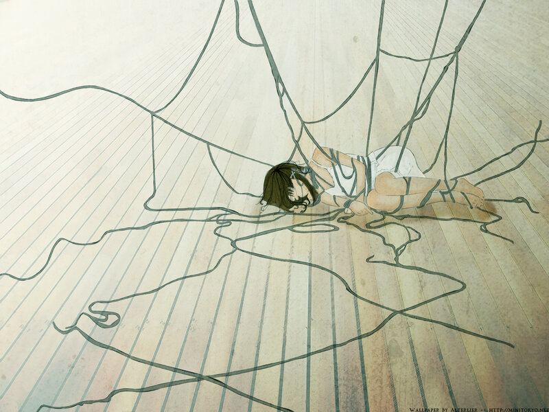 Girl bound in ropes