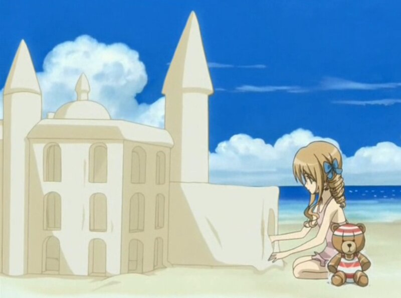 Girl Building Sandcastle — Blue