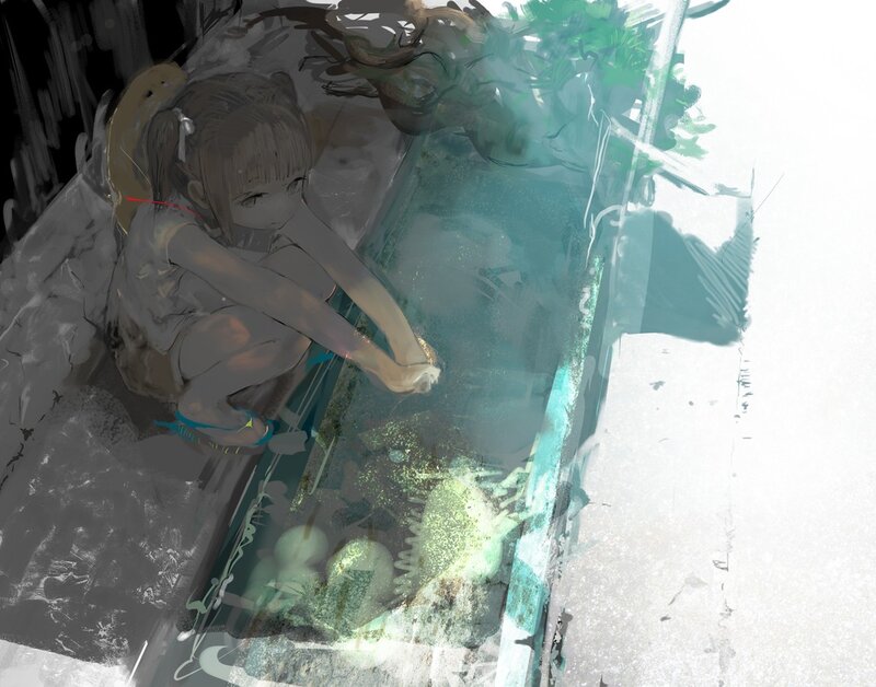 girl by a water tank