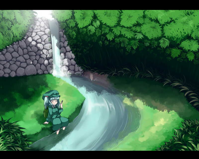 Girl by a waterfall