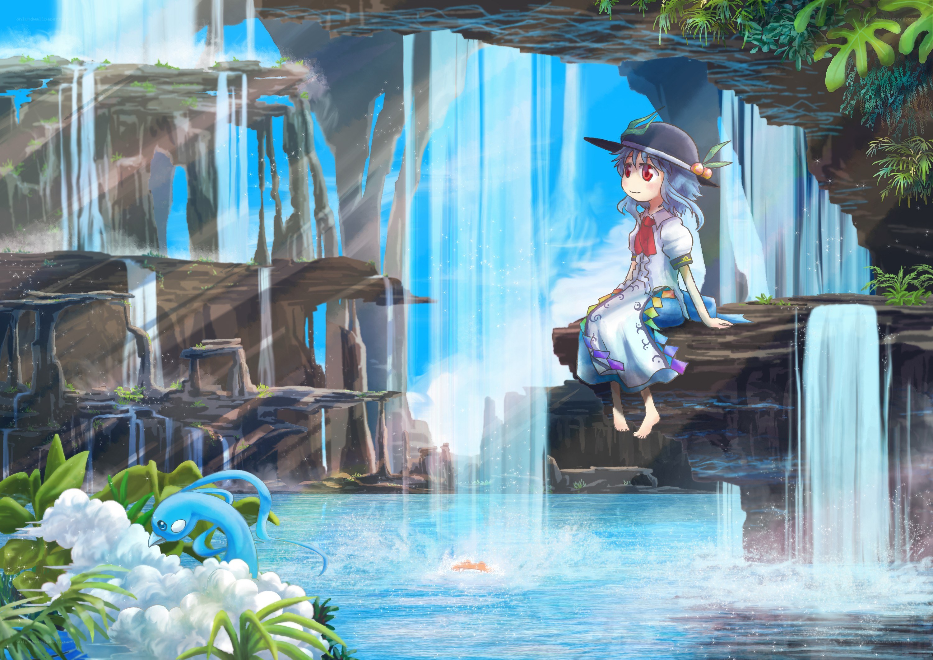 Girl by the waterfall
