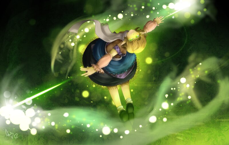 girl casting green spell