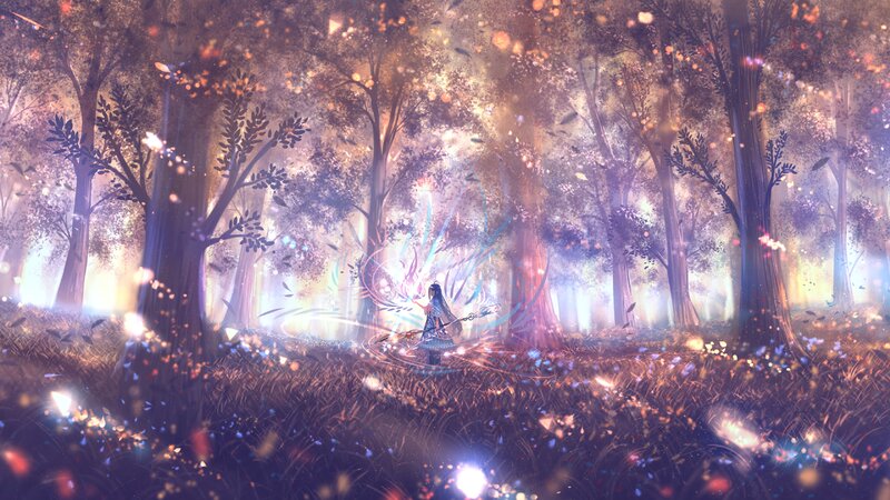 Girl Casting Spell in Forest