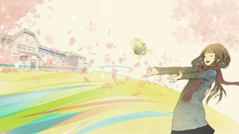girl chasing a butterfly in spring