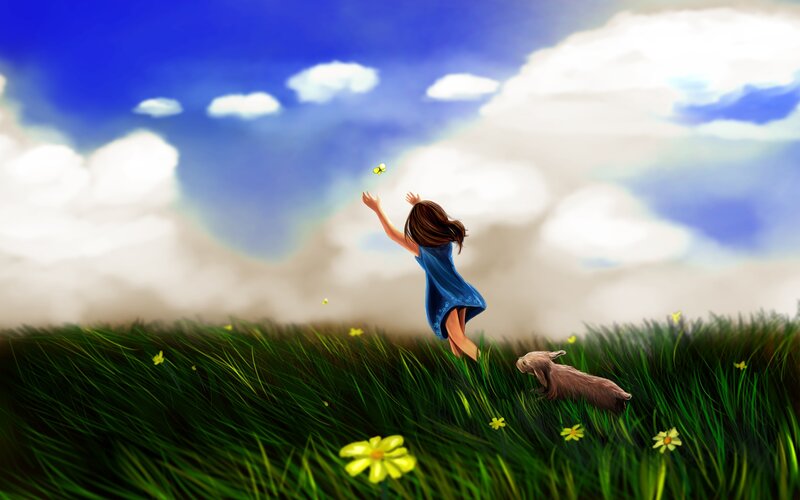 Girl Chasing Butterfly