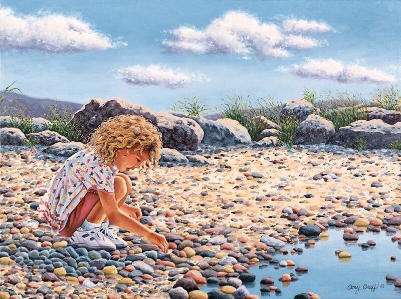 Girl Collecting Rocks