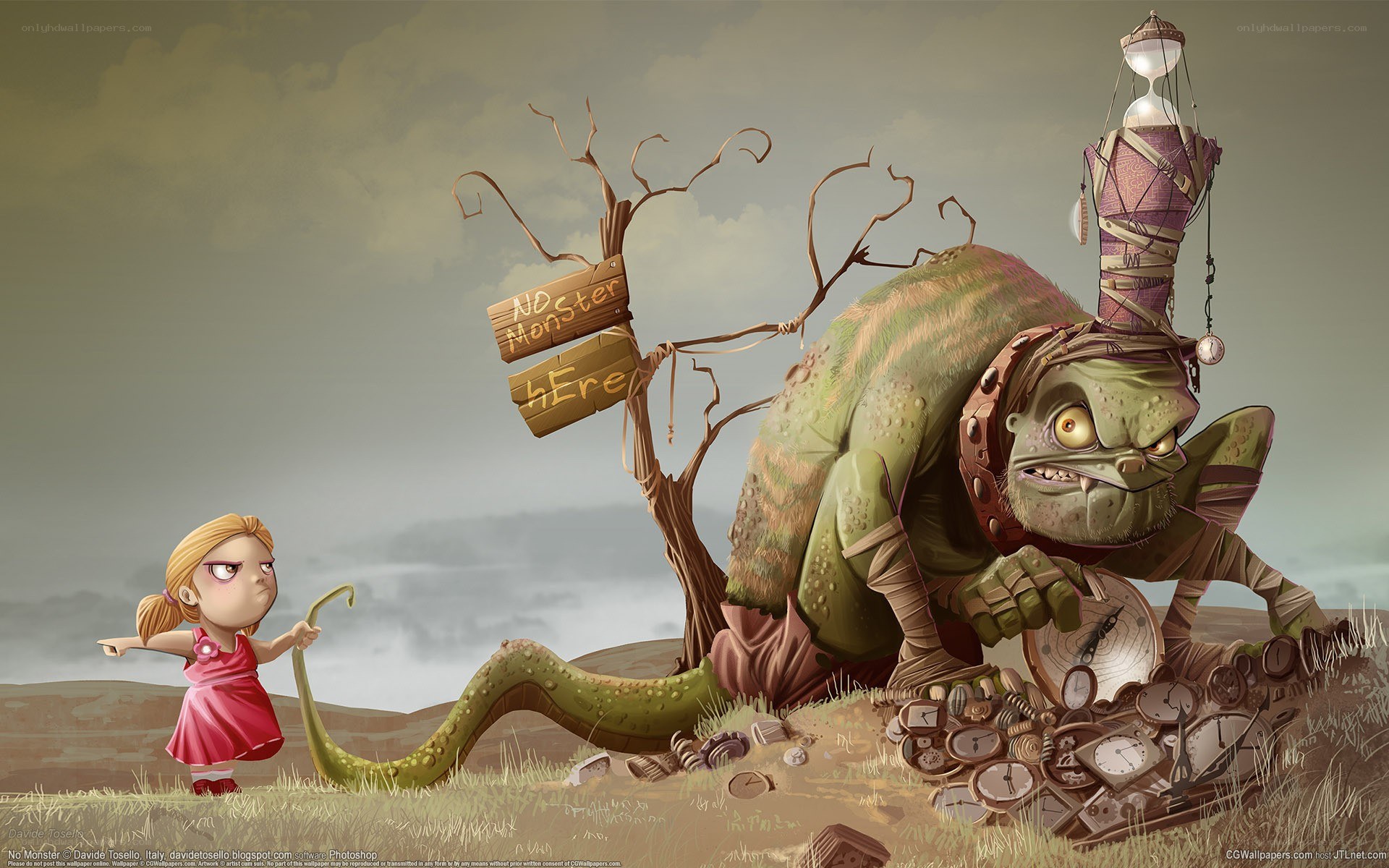 Girl confronts a monster