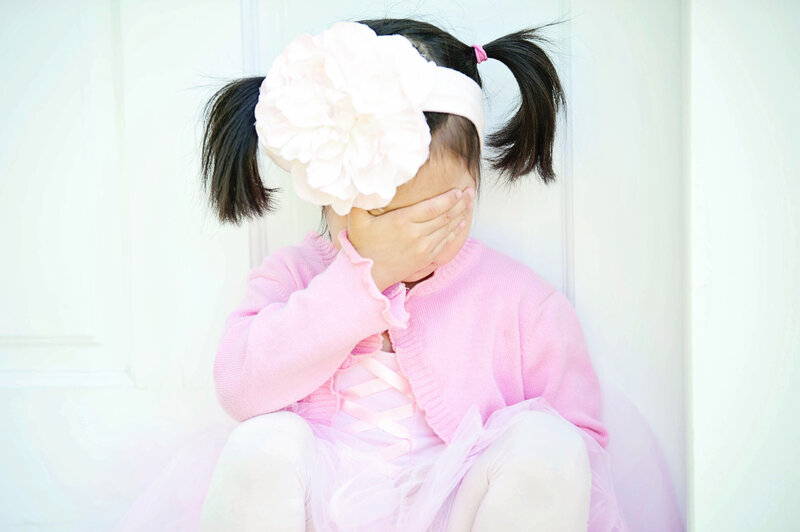 Girl Covering Face — Pink