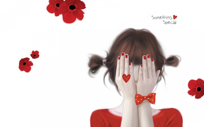 Girl Covering Face — White, Playful