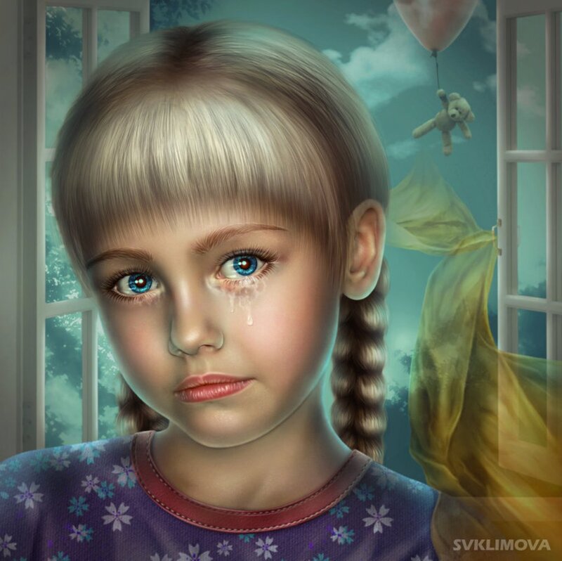 Girl Crying at Window