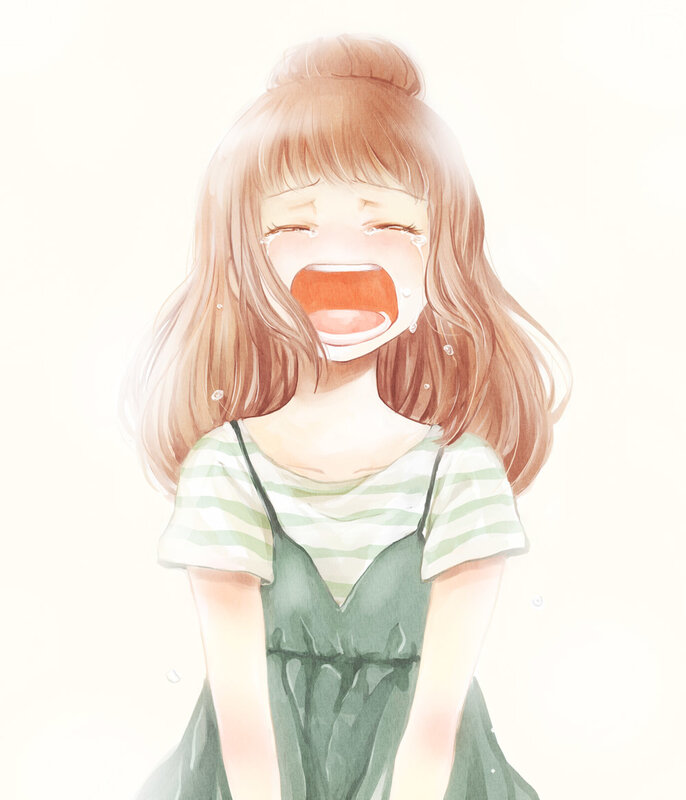 girl crying in distress