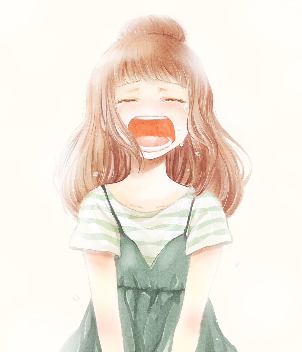 girl crying in distress