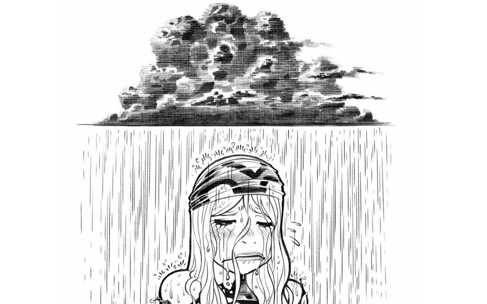 girl crying in the rain