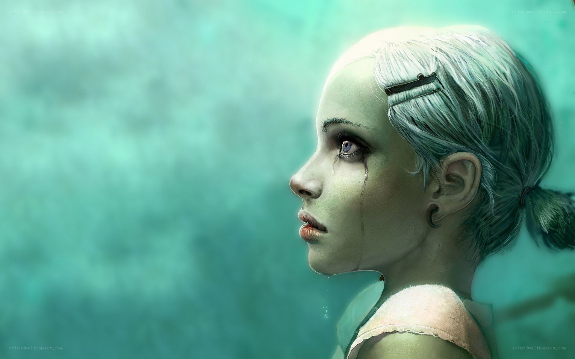 girl crying underwater
