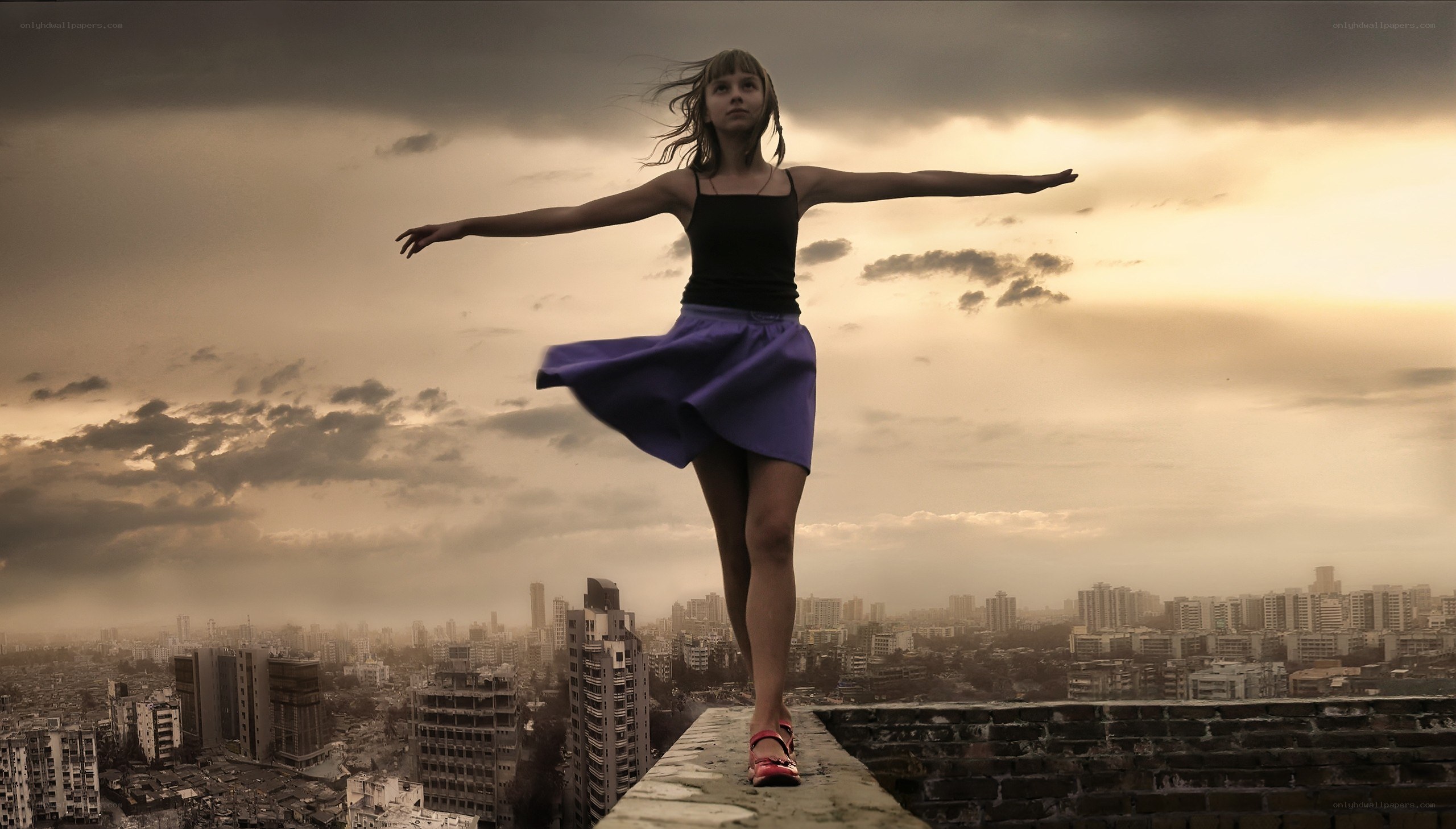 Girl dancing on rooftop