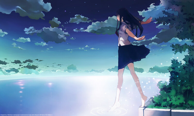 girl dancing on water