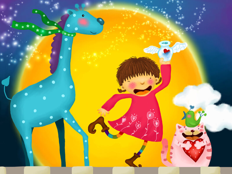 Girl Dancing with Animals — Yellow
