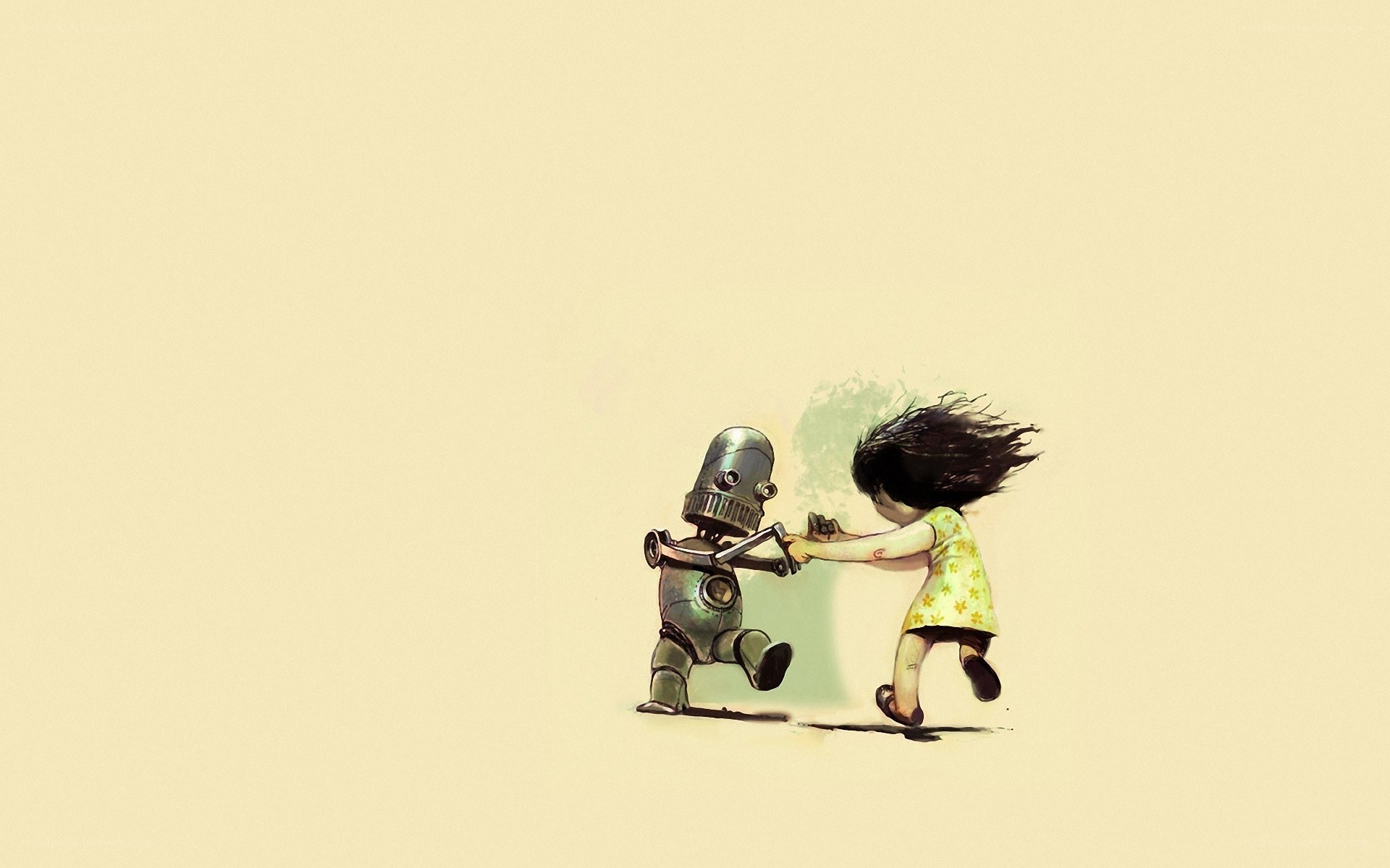 girl dancing with robot