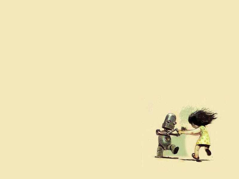 girl dancing with robot