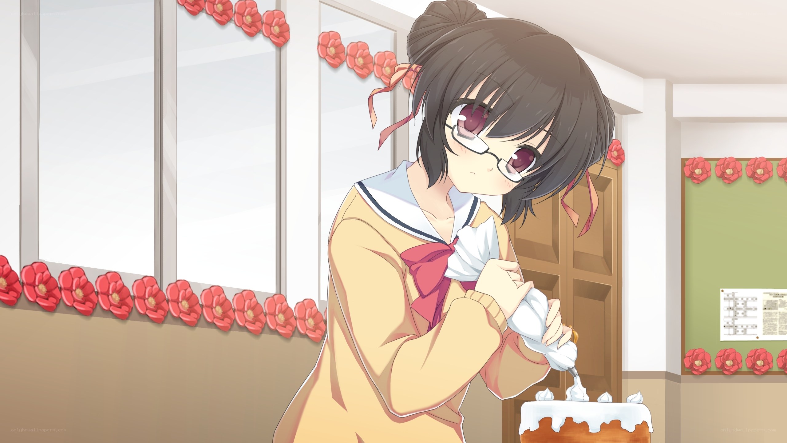 girl decorating a cake